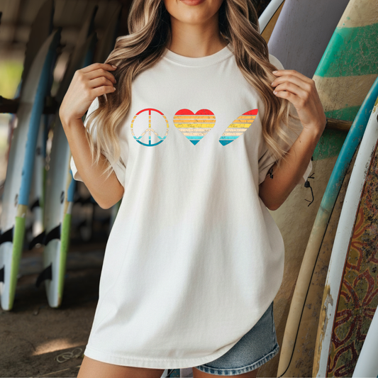 Peace-Love-Surfing - Distressed T-Shirt