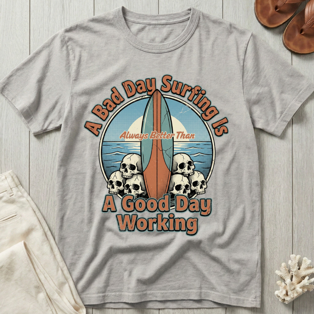 A Bad Day Surfing - Surfboard Skull Pile T-Shirt