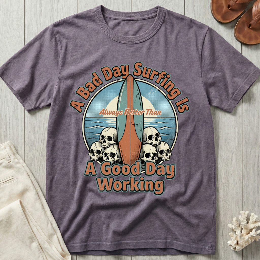 A Bad Day Surfing - Surfboard Skull Pile T-Shirt