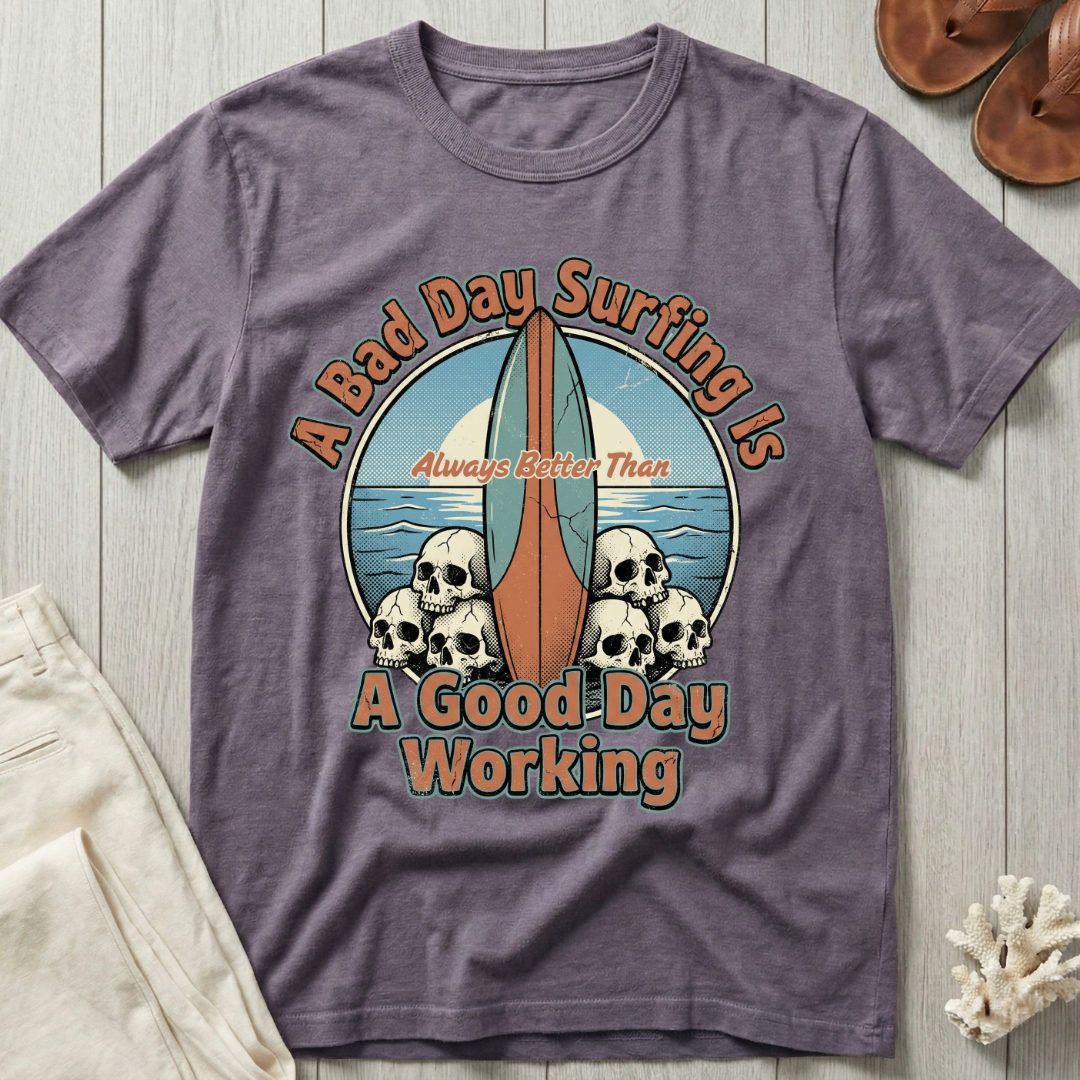 A Bad Day Surfing - Surfboard Skull Pile T-Shirt