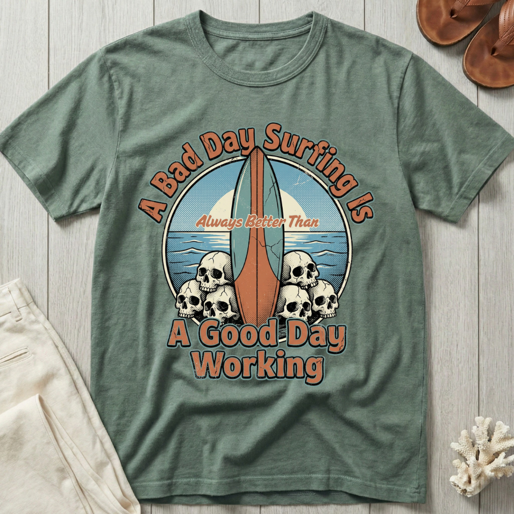 A Bad Day Surfing - Surfboard Skull Pile T-Shirt