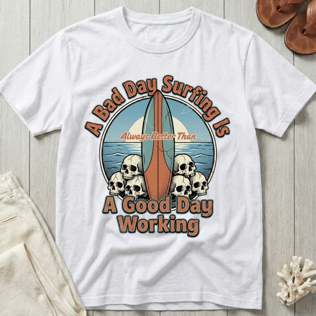 A Bad Day Surfing - Surfboard Skull Pile T-Shirt