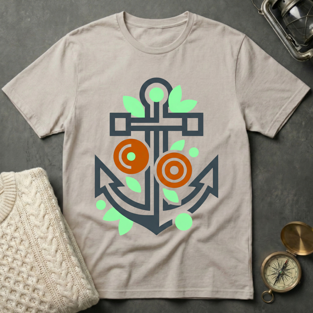 Abstract Flowered Anchor T-Shirt