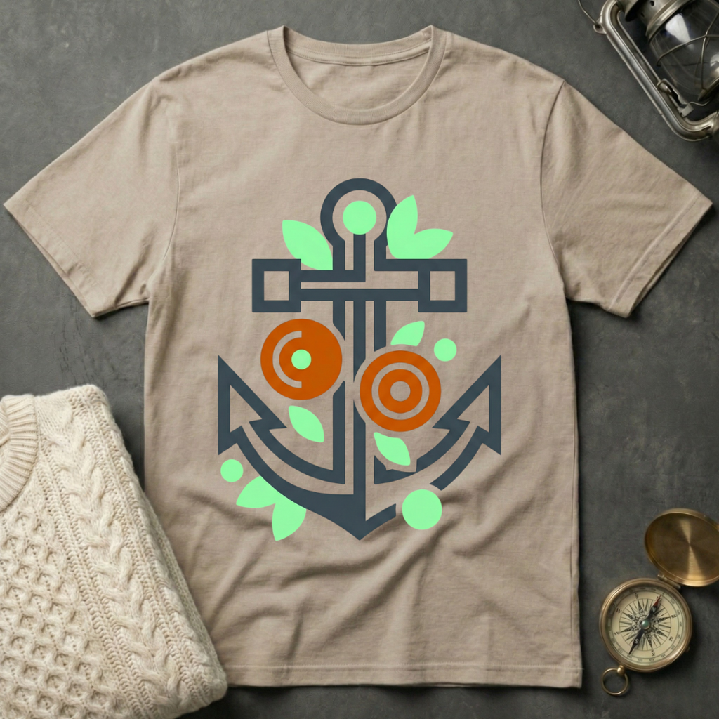 Abstract Flowered Anchor T-Shirt
