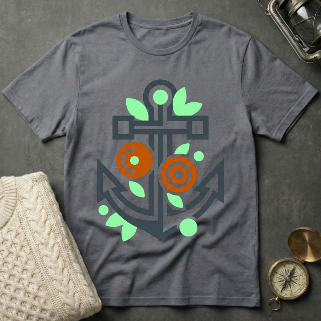 Abstract Flowered Anchor T-Shirt