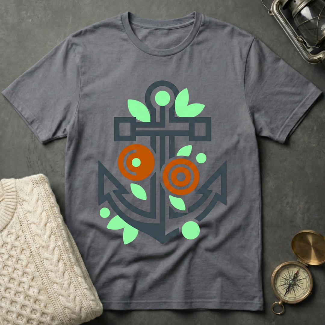 Abstract Flowered Anchor T-Shirt