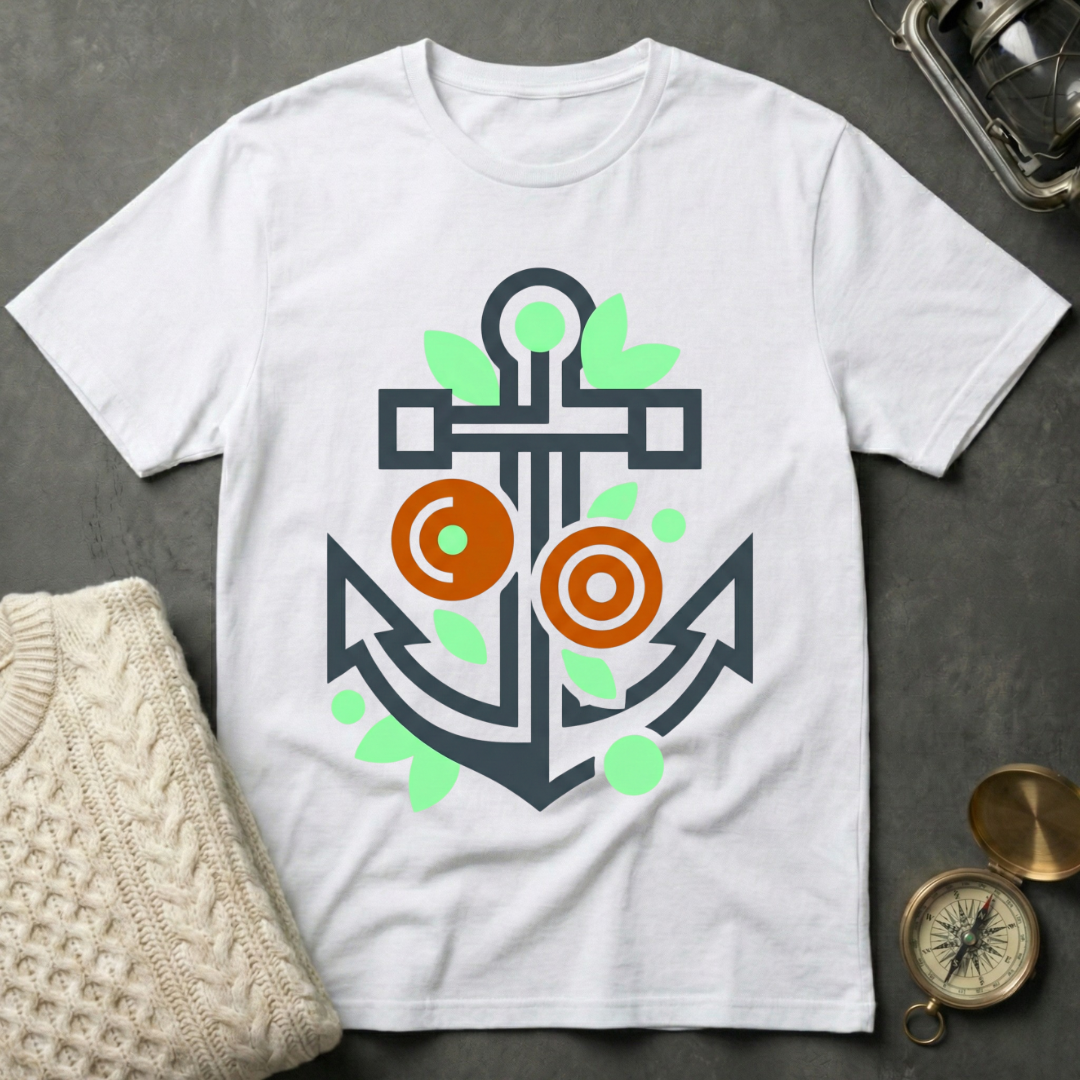 Abstract Flowered Anchor T-Shirt