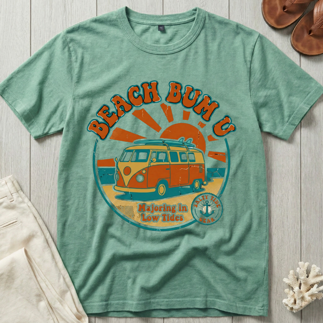 Beach Bum U - Distressed Groovy Retro T-Shirt