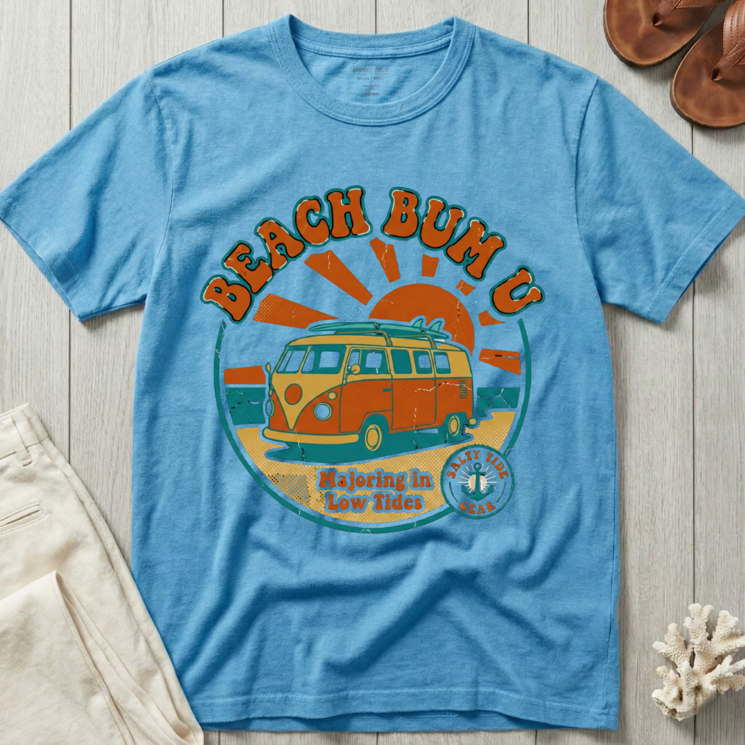 Beach Bum U - Distressed Groovy Retro T-Shirt
