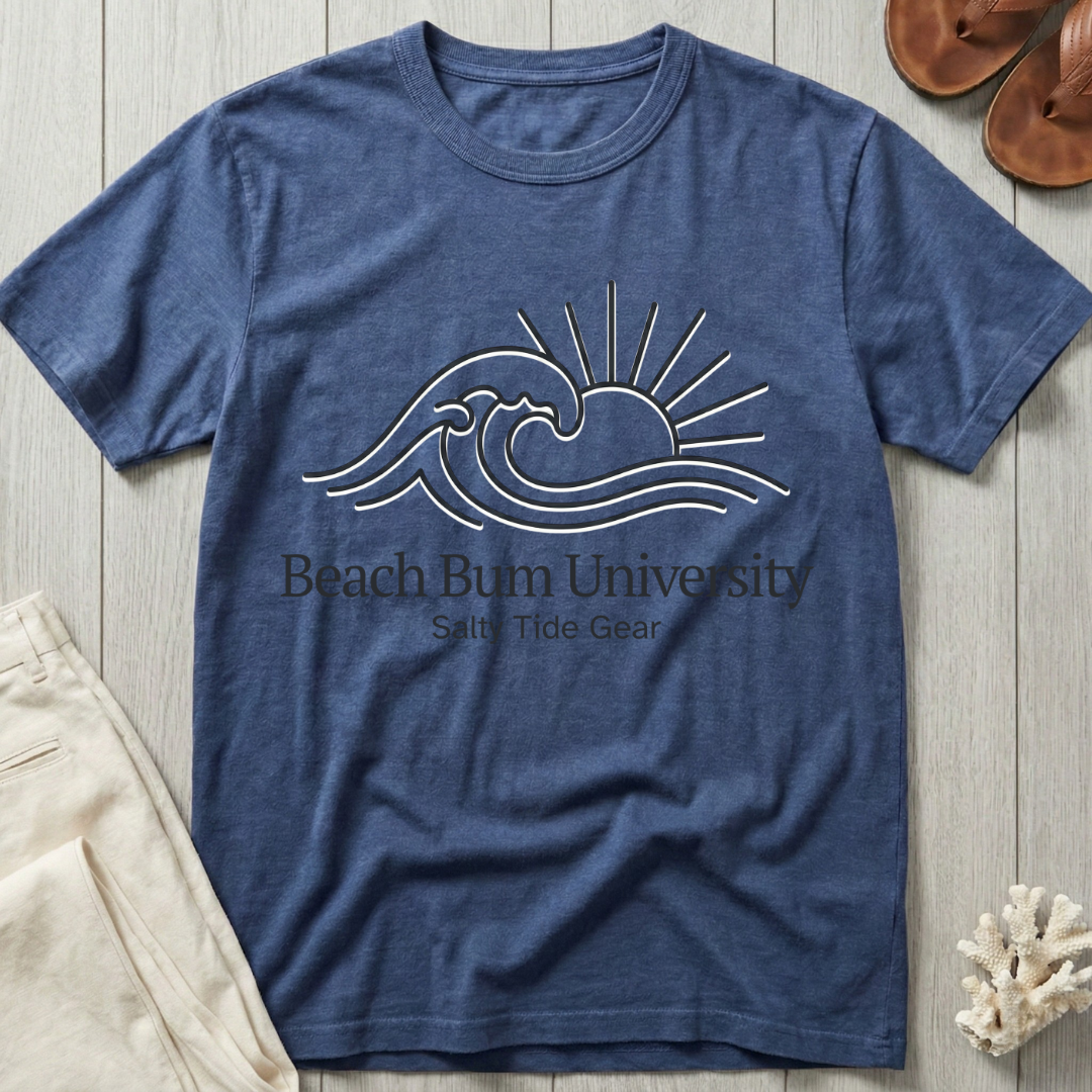 Beach Bum University · Salty Tide Gear - Line Art T-Shirt
