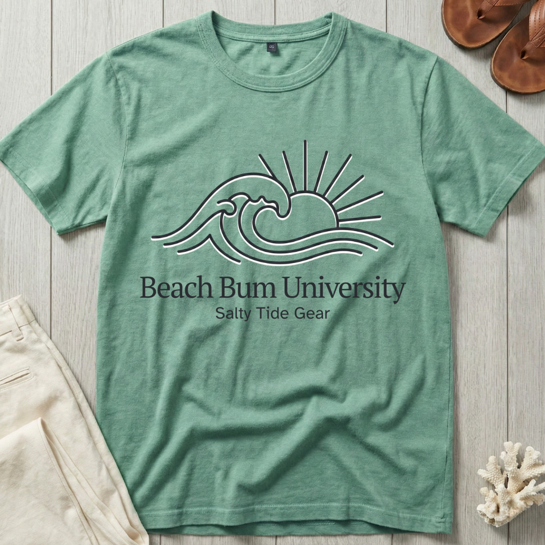 Beach Bum University · Salty Tide Gear - Line Art T-Shirt