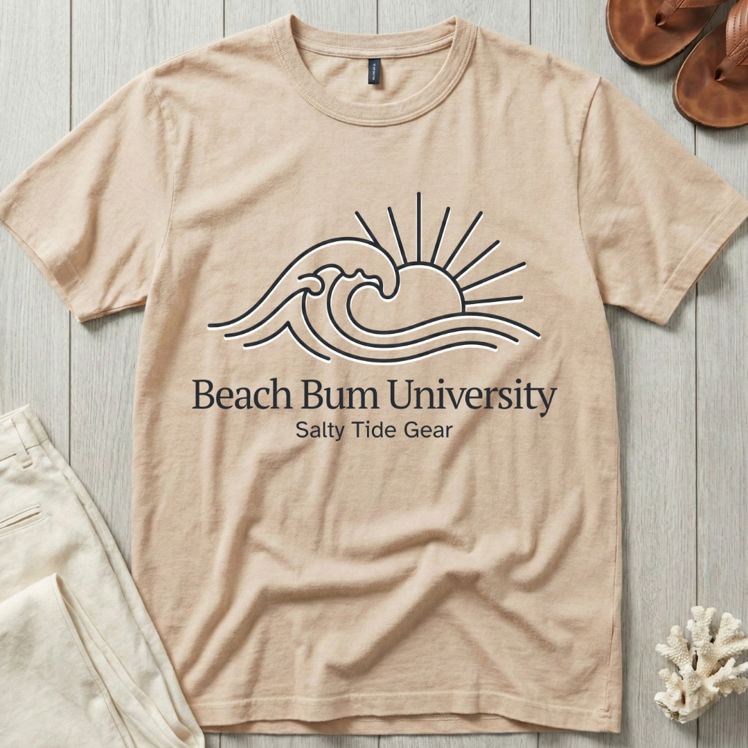 Beach Bum University · Salty Tide Gear - Line Art T-Shirt