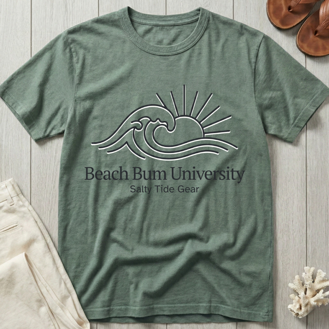 Beach Bum University · Salty Tide Gear - Line Art T-Shirt