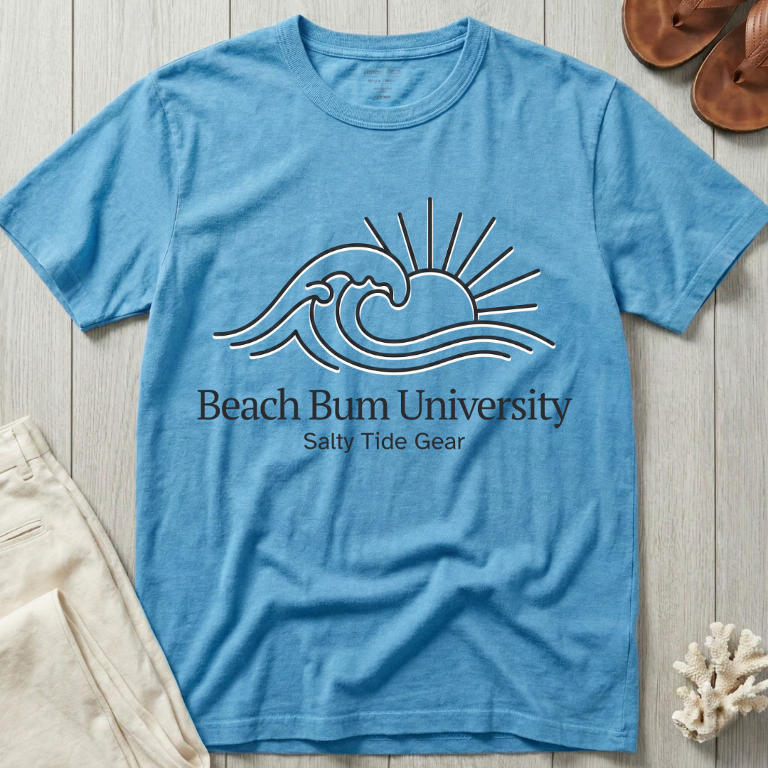 Beach Bum University · Salty Tide Gear - Line Art T-Shirt