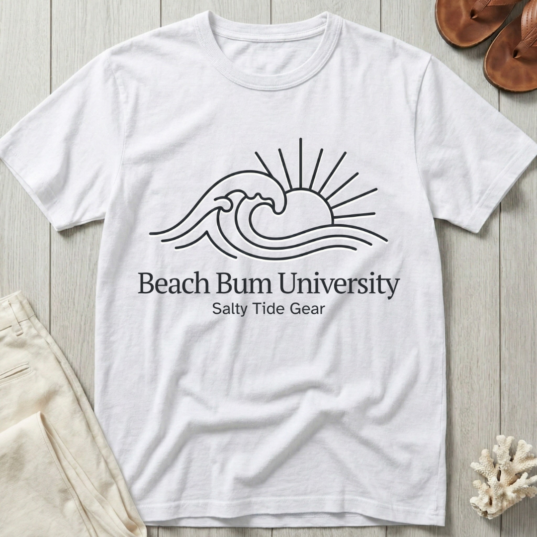 Beach Bum University · Salty Tide Gear - Line Art T-Shirt