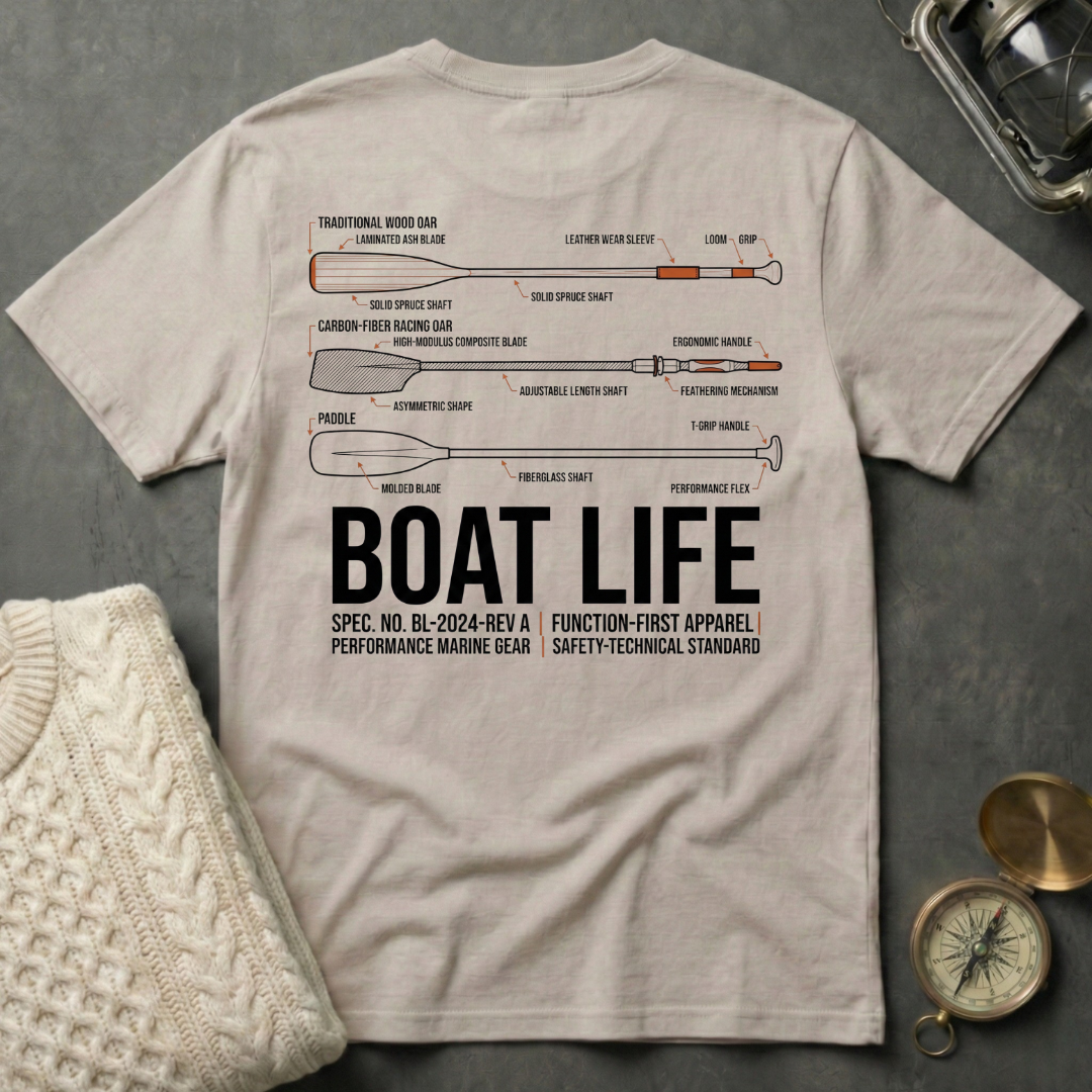 Boat Life - Oar Technical Illustration T-Shirt