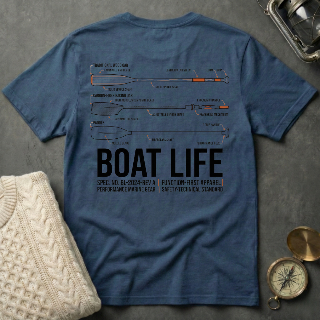 Boat Life - Oar Technical Illustration T-Shirt