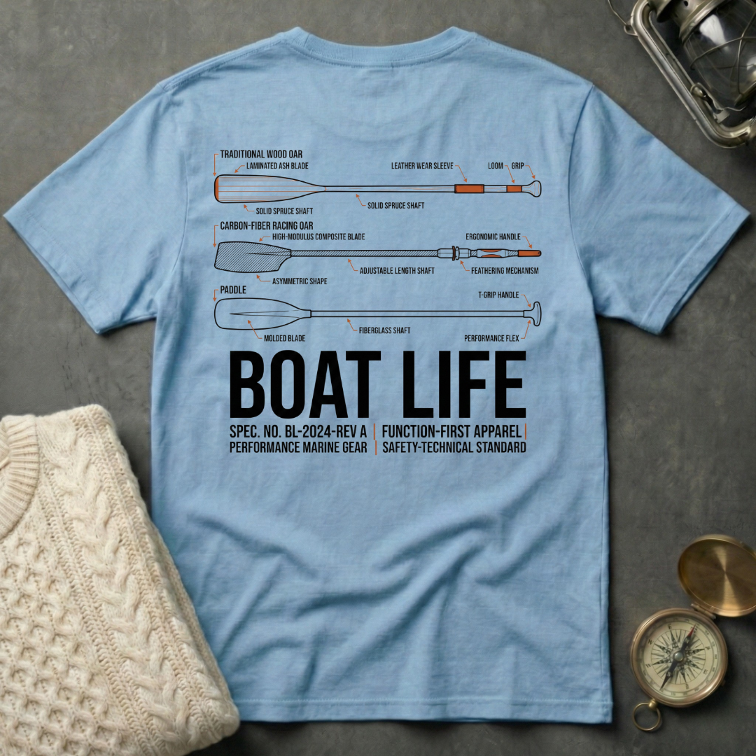 Boat Life - Oar Technical Illustration T-Shirt