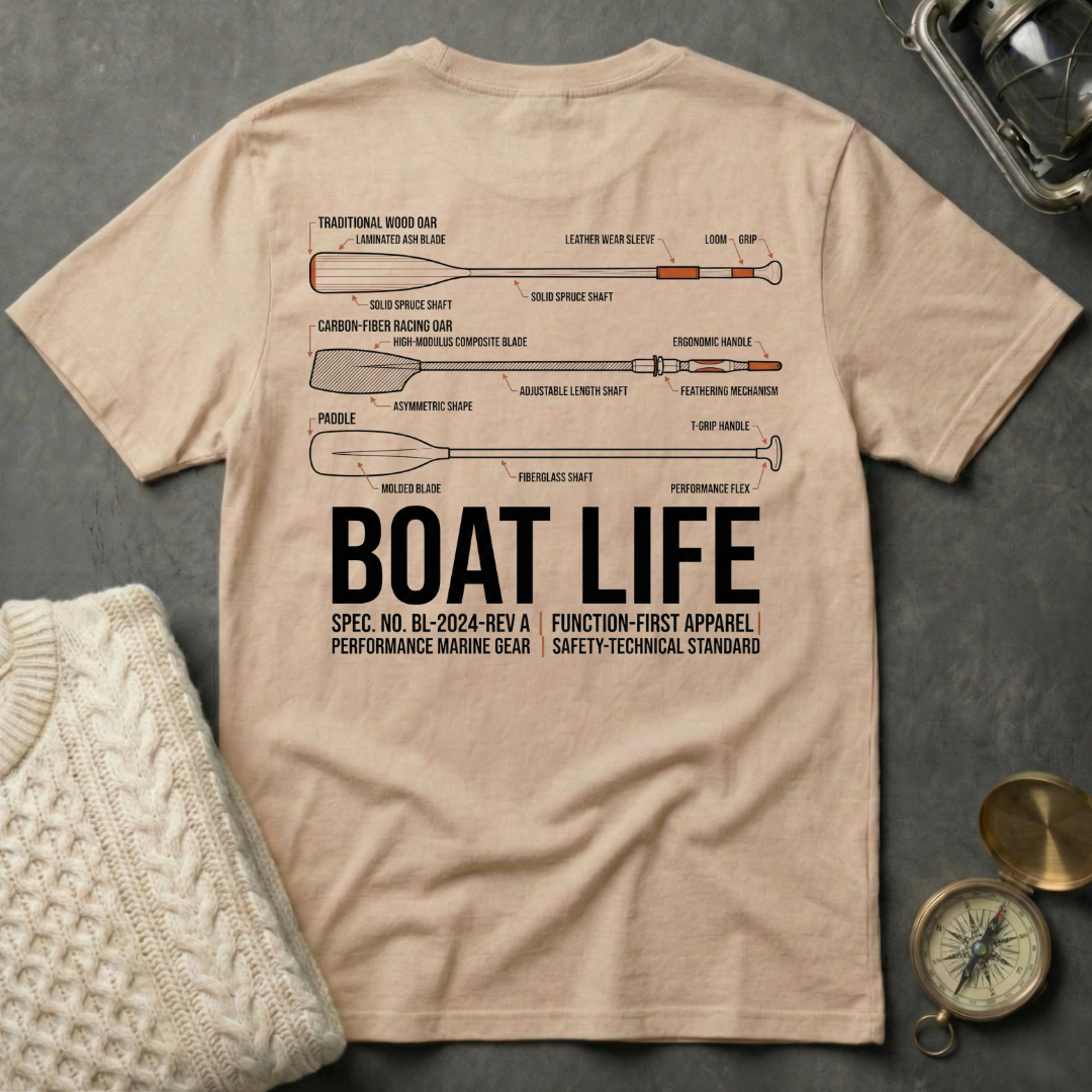 Boat Life - Oar Technical Illustration T-Shirt