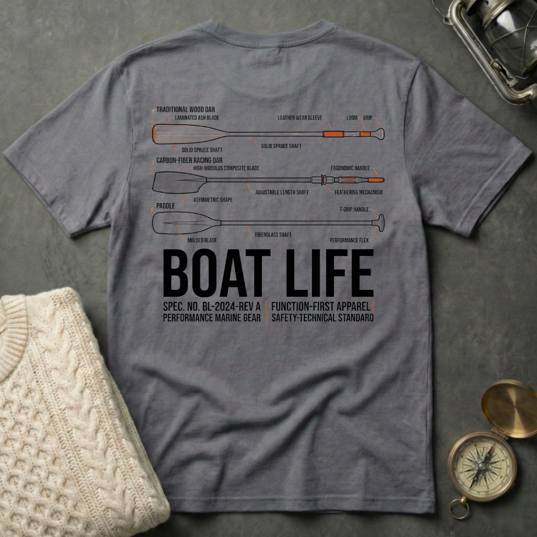 Boat Life - Oar Technical Illustration T-Shirt