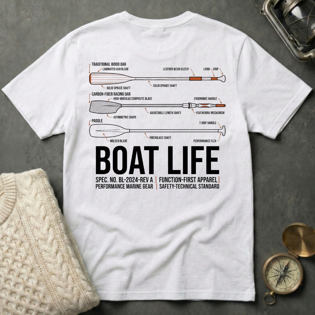 Boat Life - Oar Technical Illustration T-Shirt