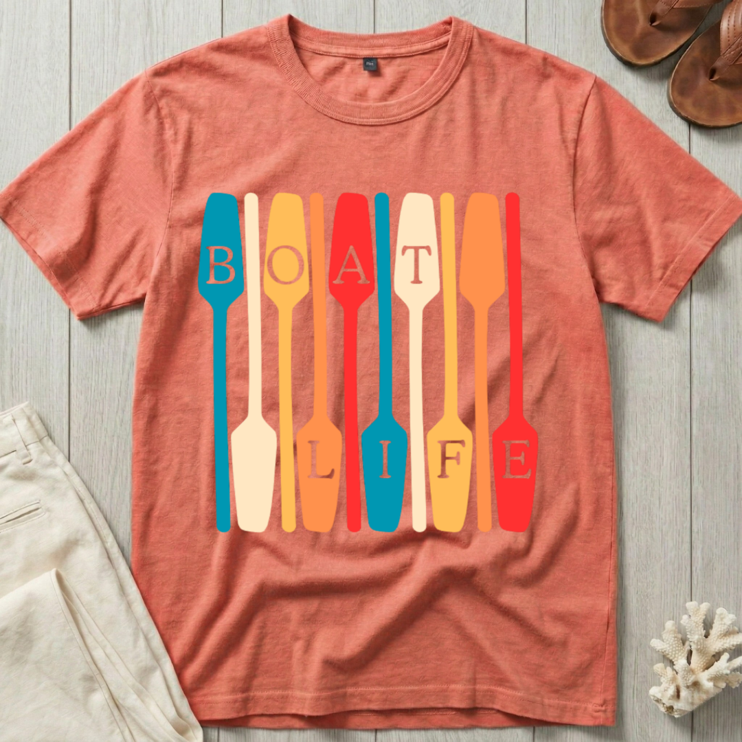 Boat Life Oar Pattern T-Shirt