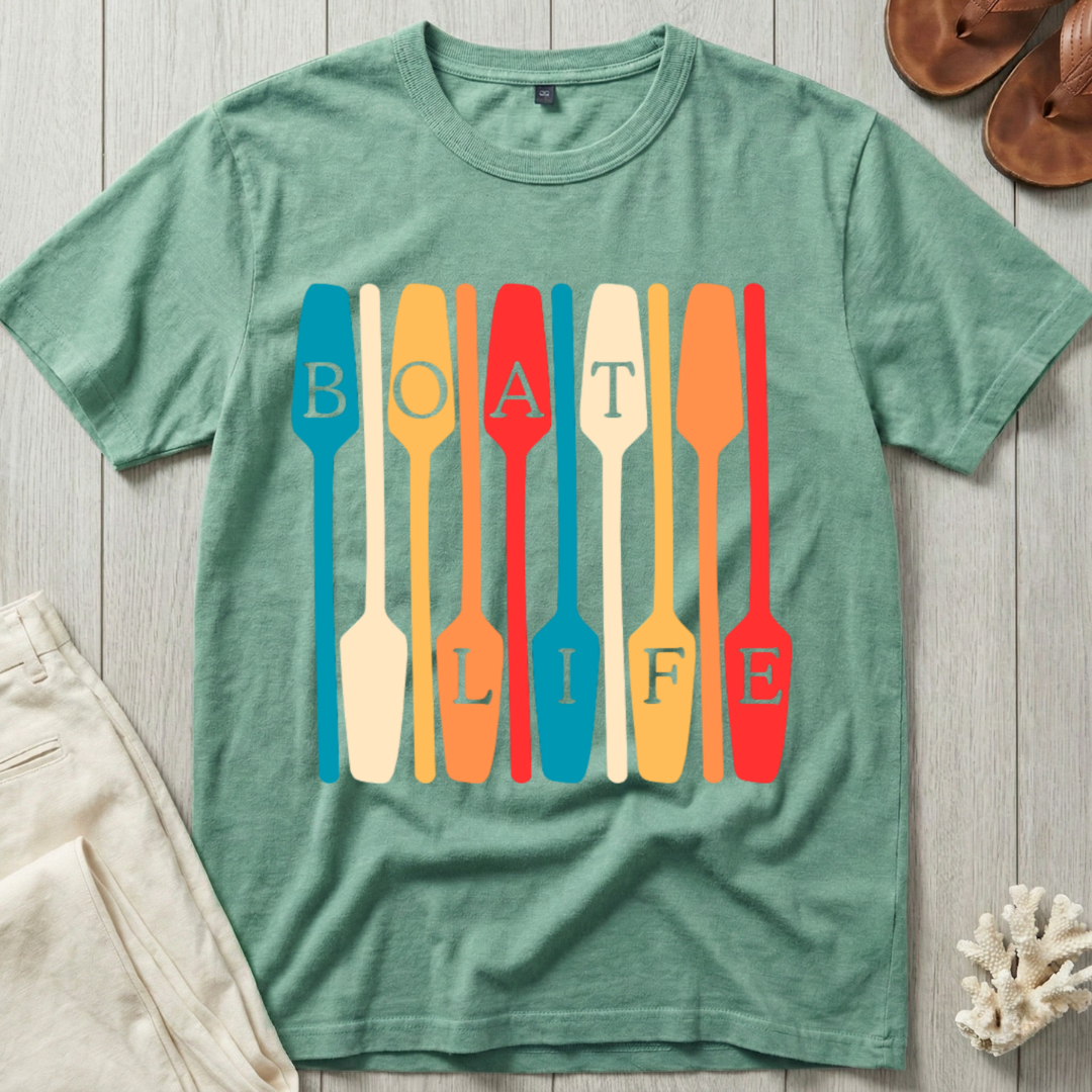 Boat Life Oar Pattern T-Shirt