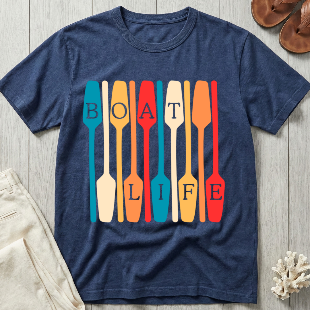 Boat Life Oar Pattern T-Shirt