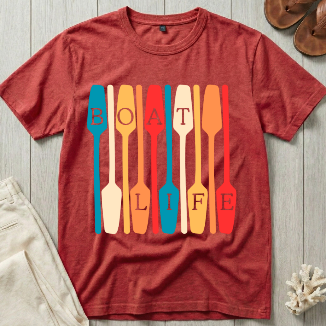 Boat Life Oar Pattern T-Shirt