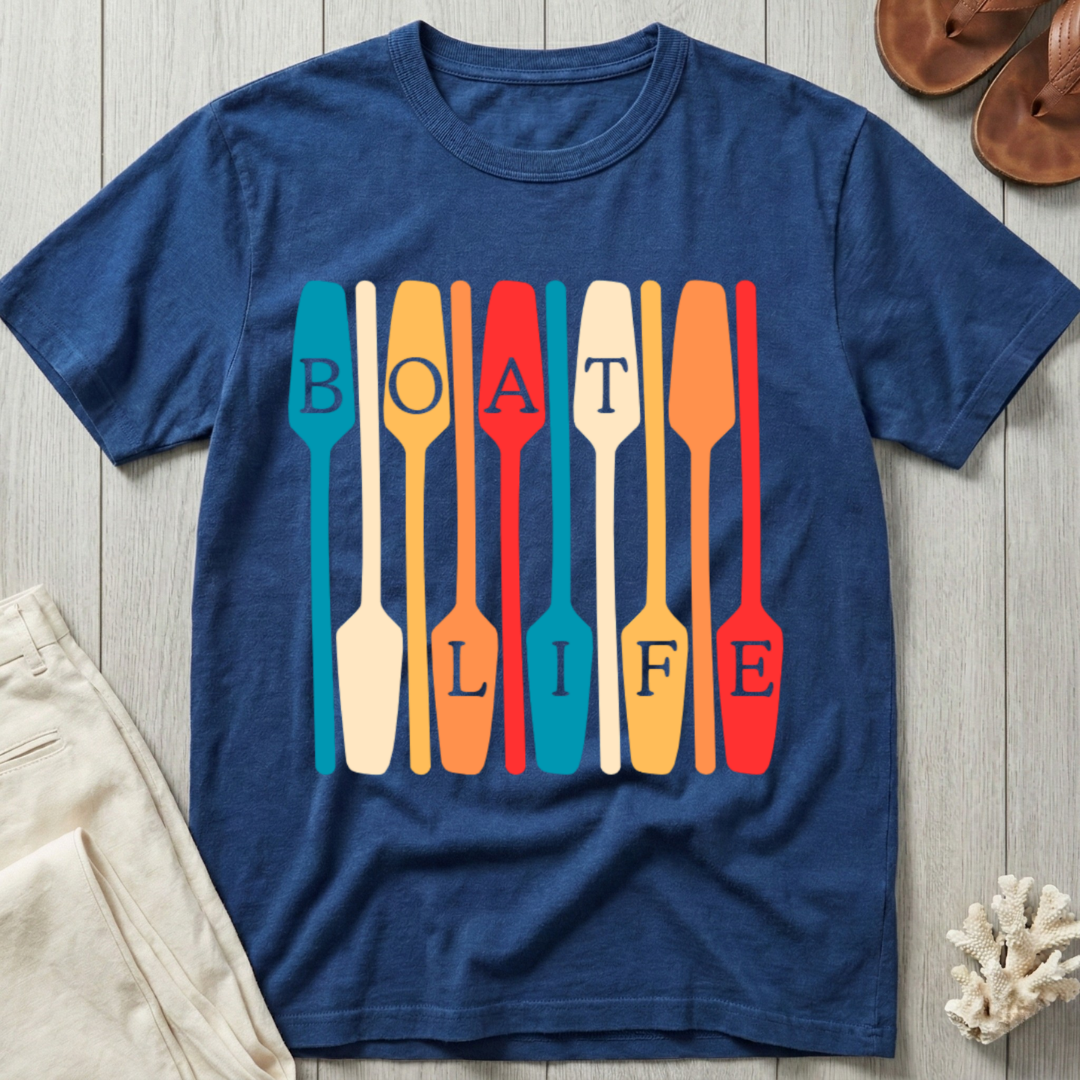 Boat Life Oar Pattern T-Shirt