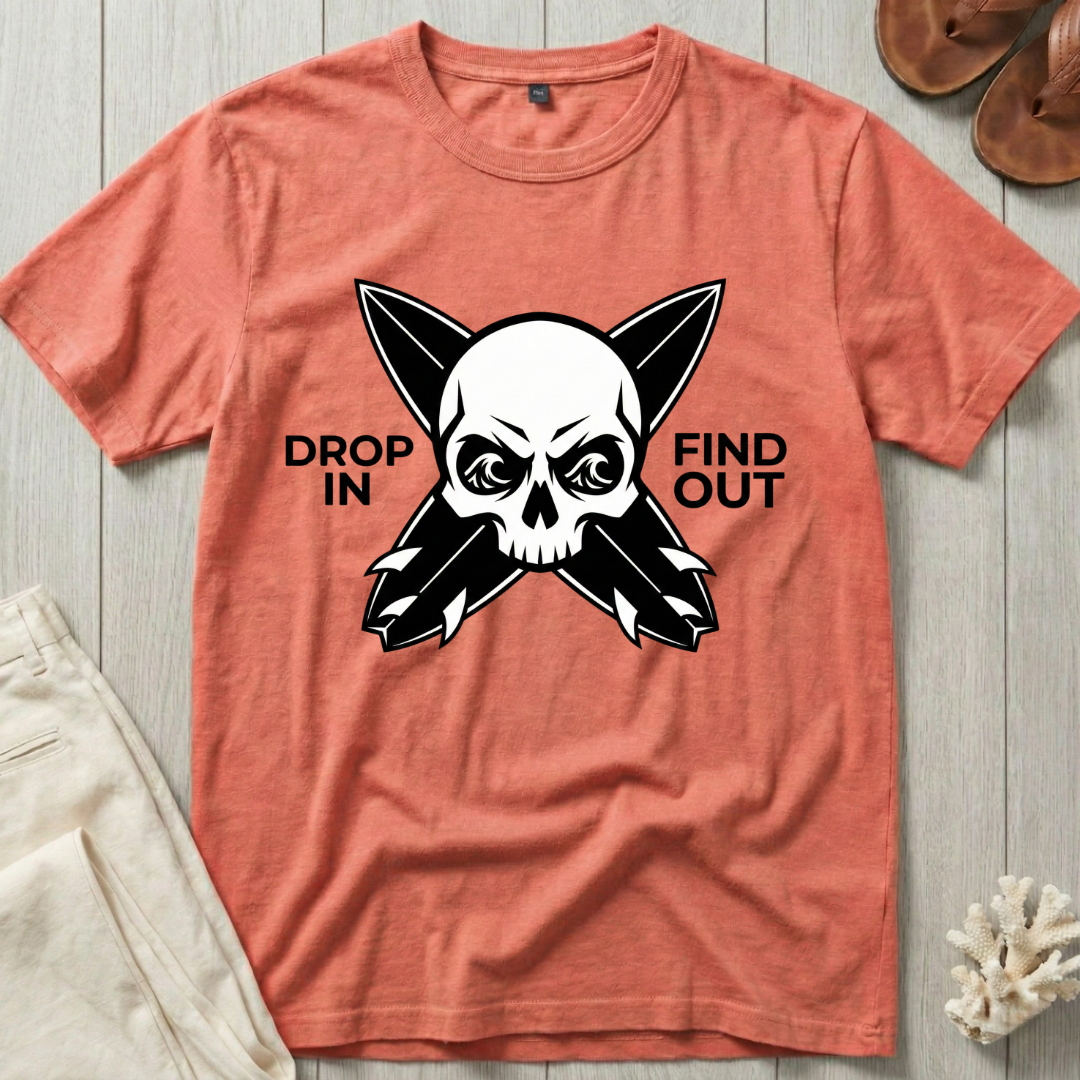 Drop In · Find Out - Skull-Crossed Boards T-Shirt