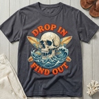 Drop In · Find Out - Skull & Crossed Boards T-Shirt