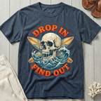 Drop In · Find Out - Skull & Crossed Boards T-Shirt