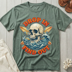 Drop In · Find Out - Skull & Crossed Boards T-Shirt