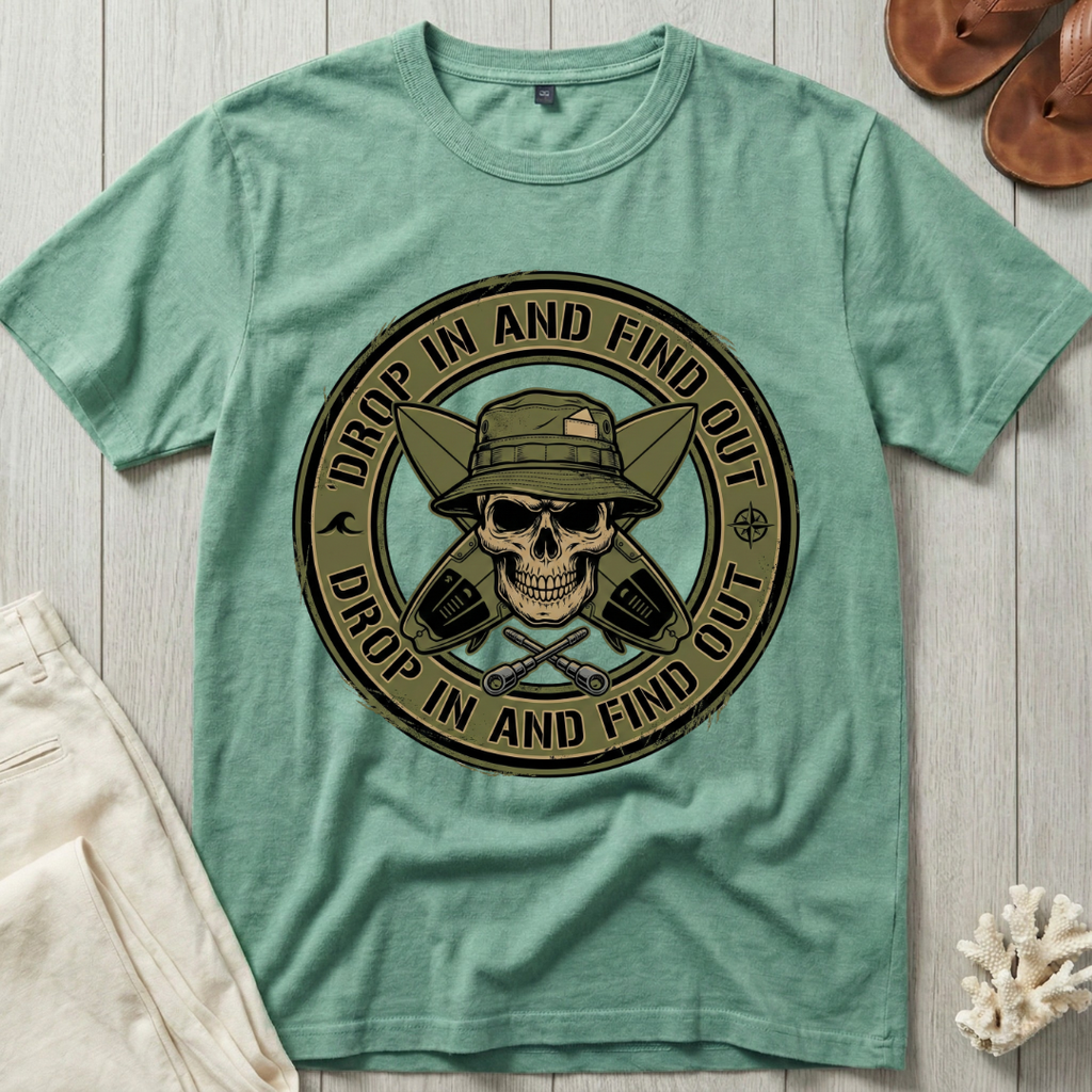 Drop In and Find Out - Survival Badge T-Shirt