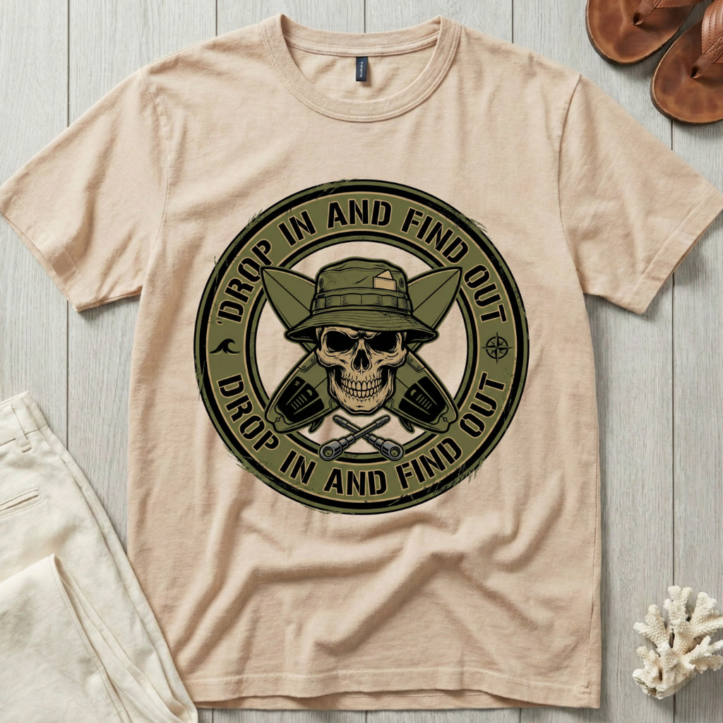 Drop In and Find Out - Survival Badge T-Shirt