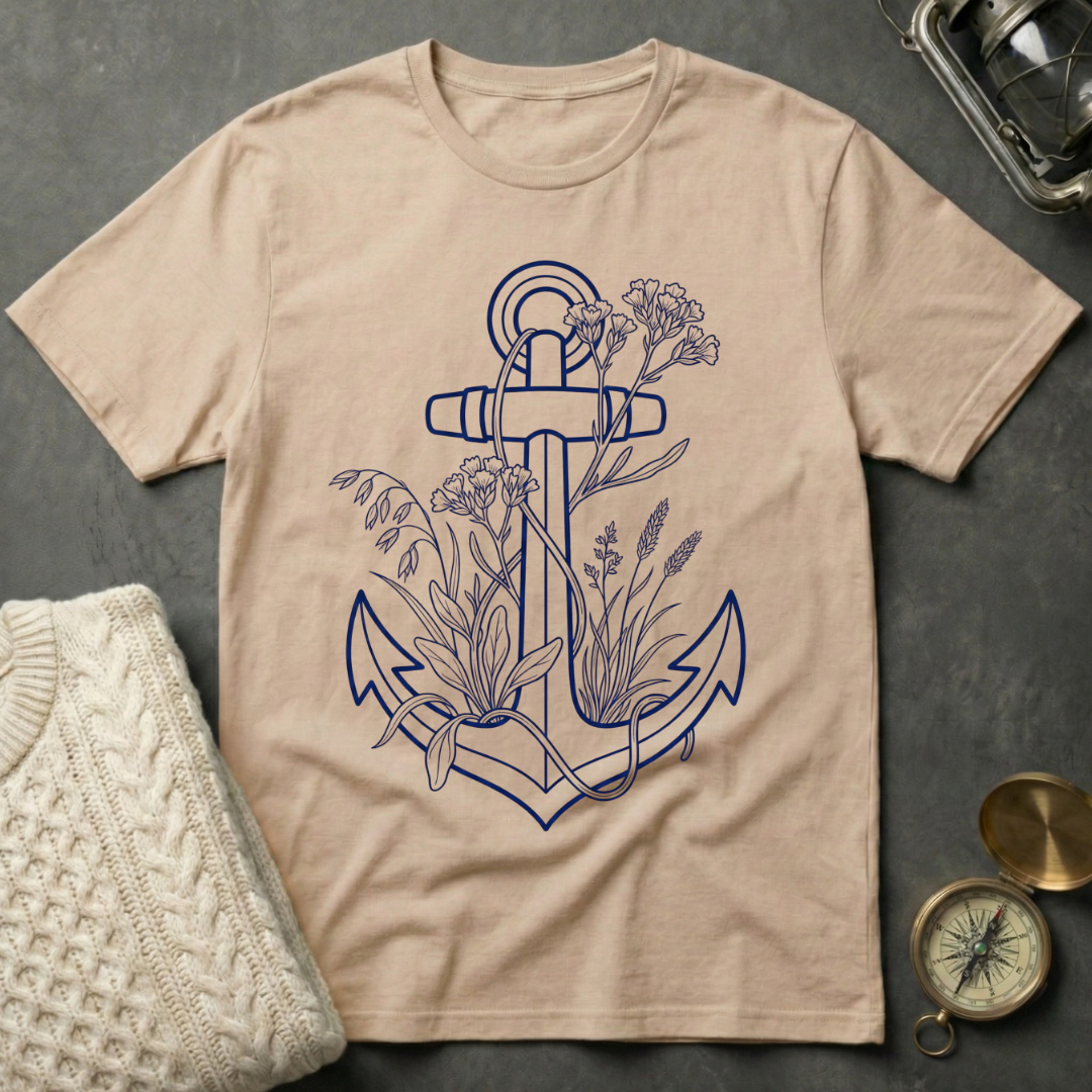 Elegantly Flowered Anchor T-Shirt