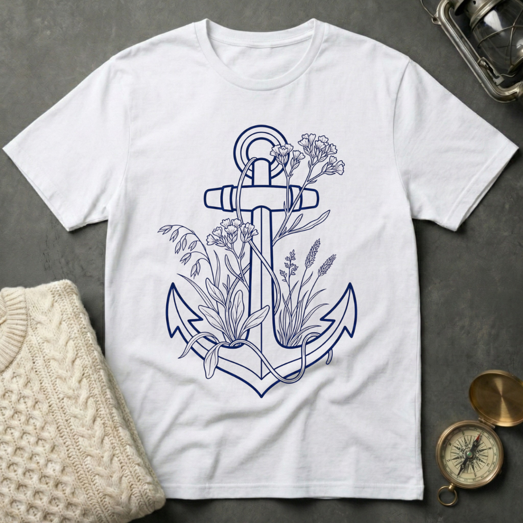 Elegantly Flowered Anchor T-Shirt
