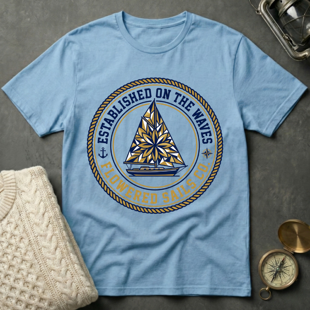 Established On The Waves · Flowered Sails Co. T-Shirt