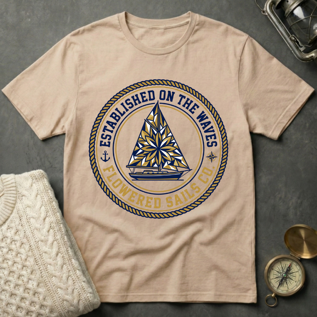 Established On The Waves · Flowered Sails Co. T-Shirt