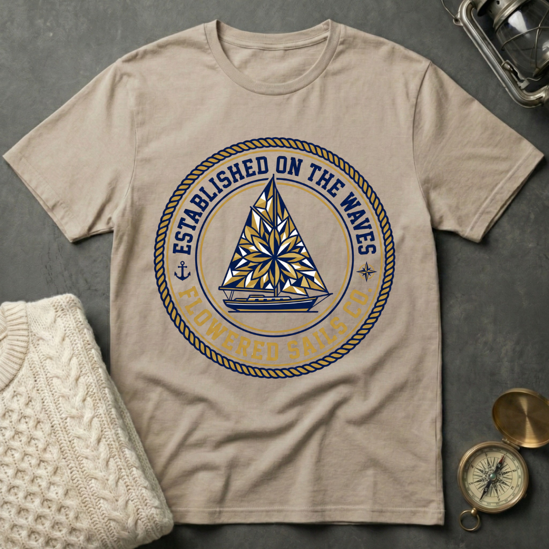 Established On The Waves · Flowered Sails Co. T-Shirt