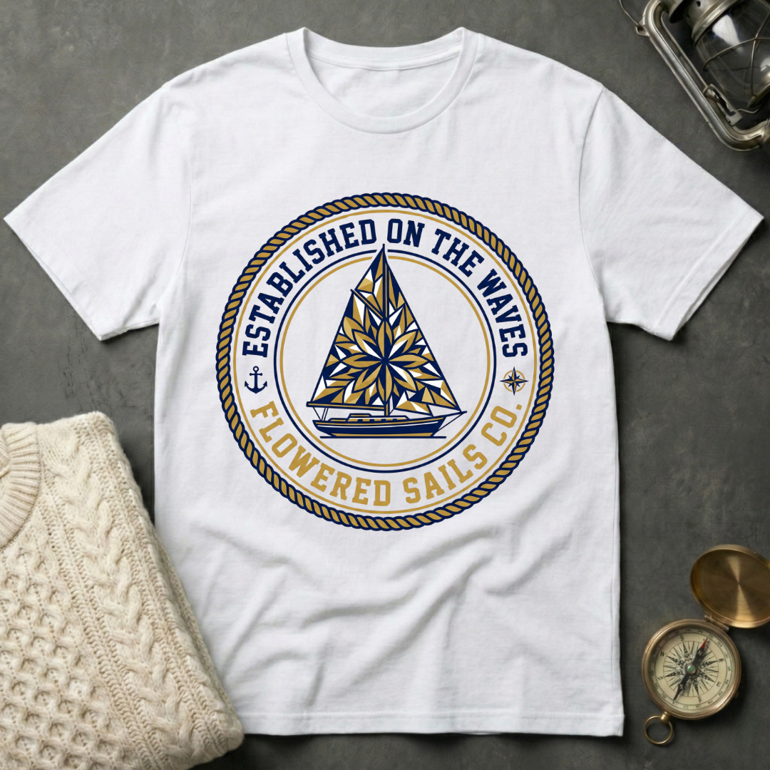 Established On The Waves · Flowered Sails Co. T-Shirt