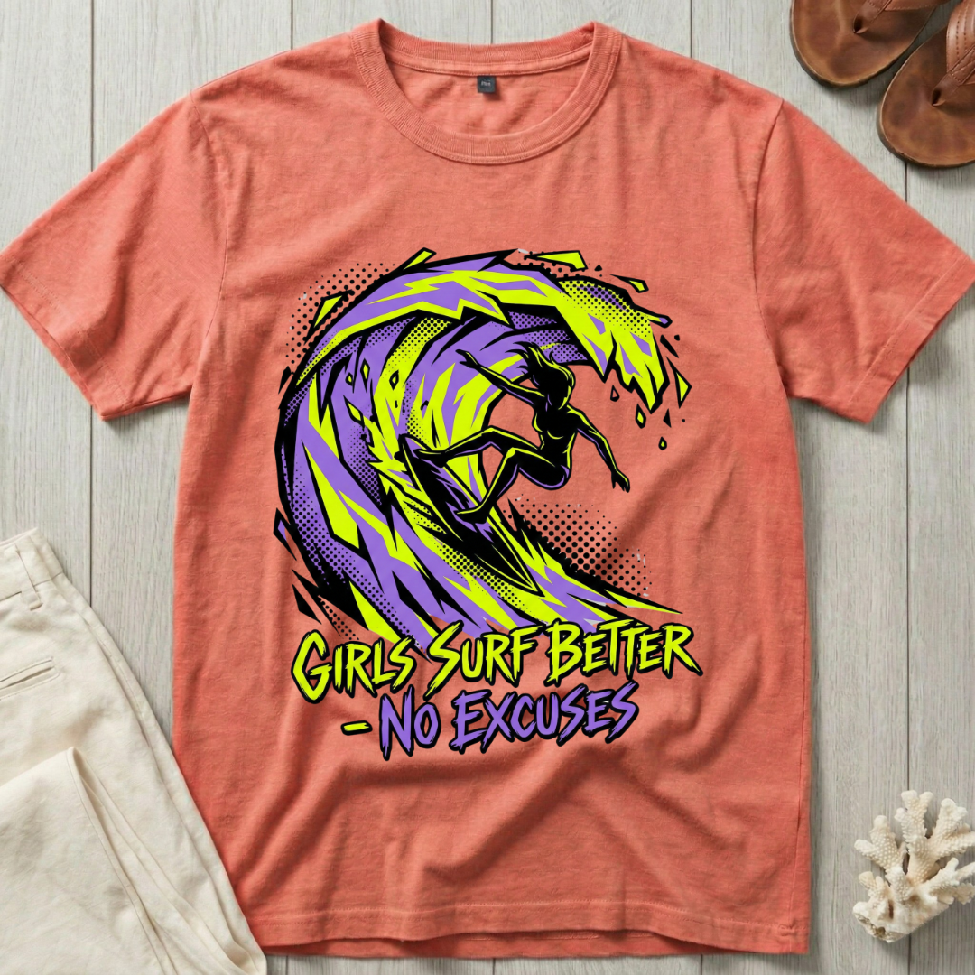 Girls Surf Better · No Excuses T-Shirt