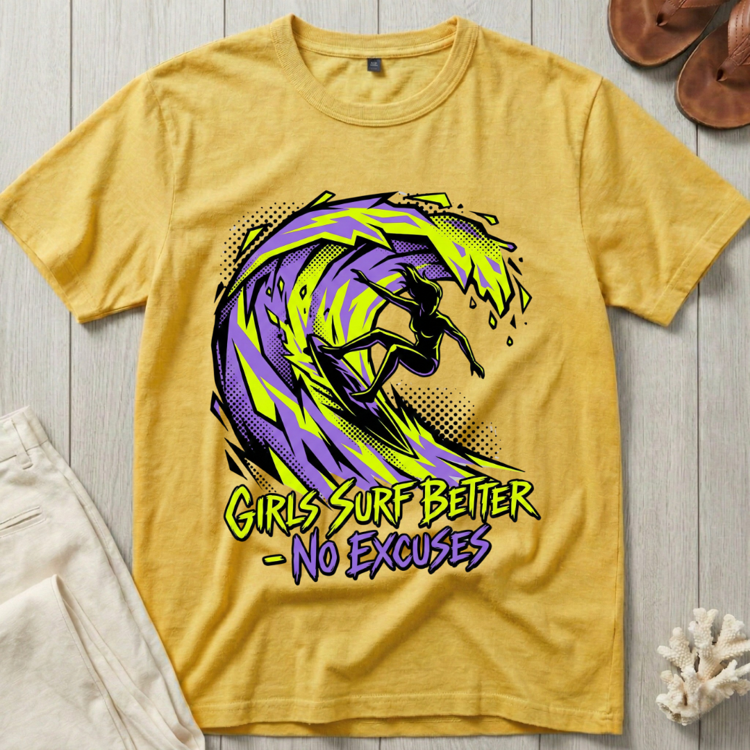 Girls Surf Better · No Excuses T-Shirt