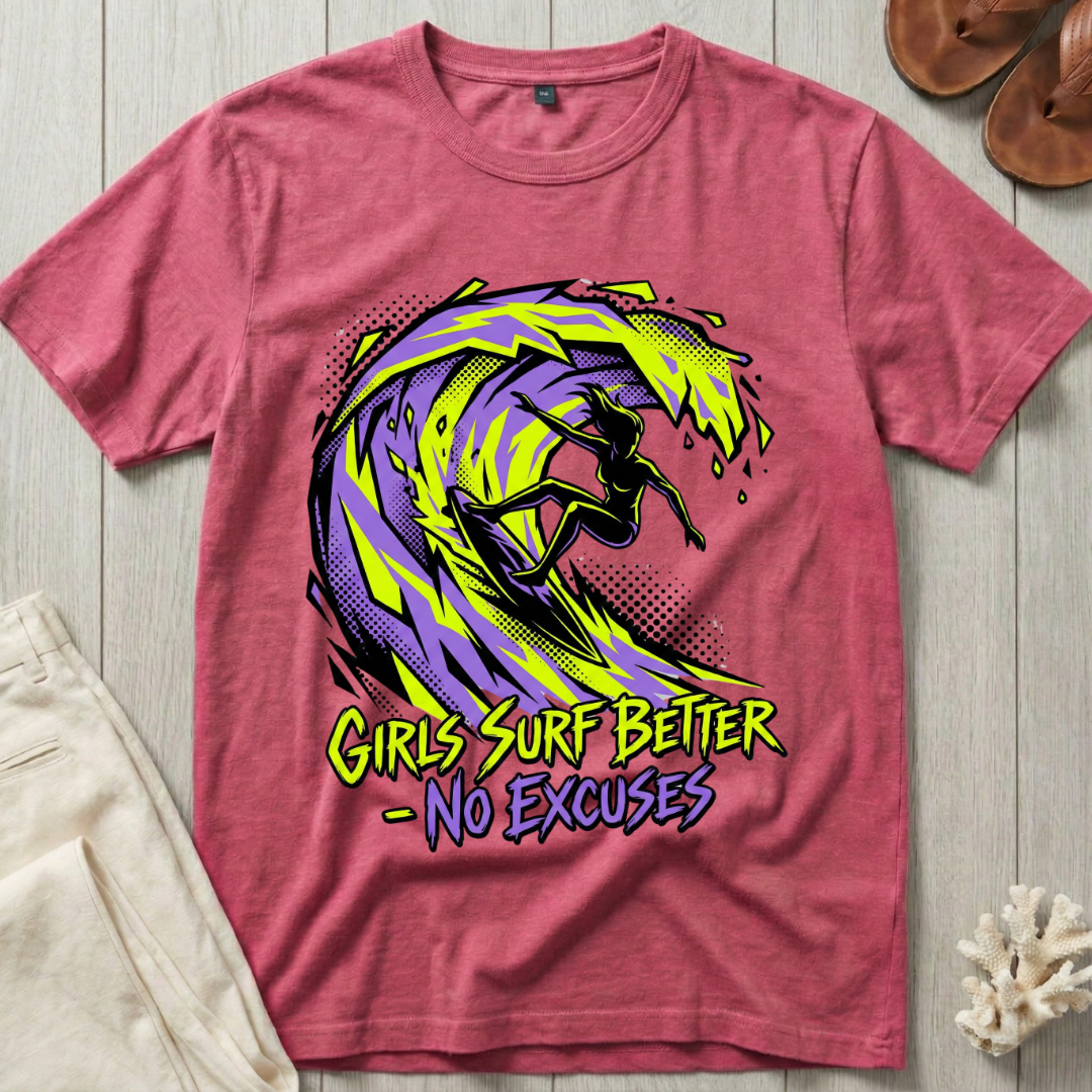 Girls Surf Better · No Excuses T-Shirt
