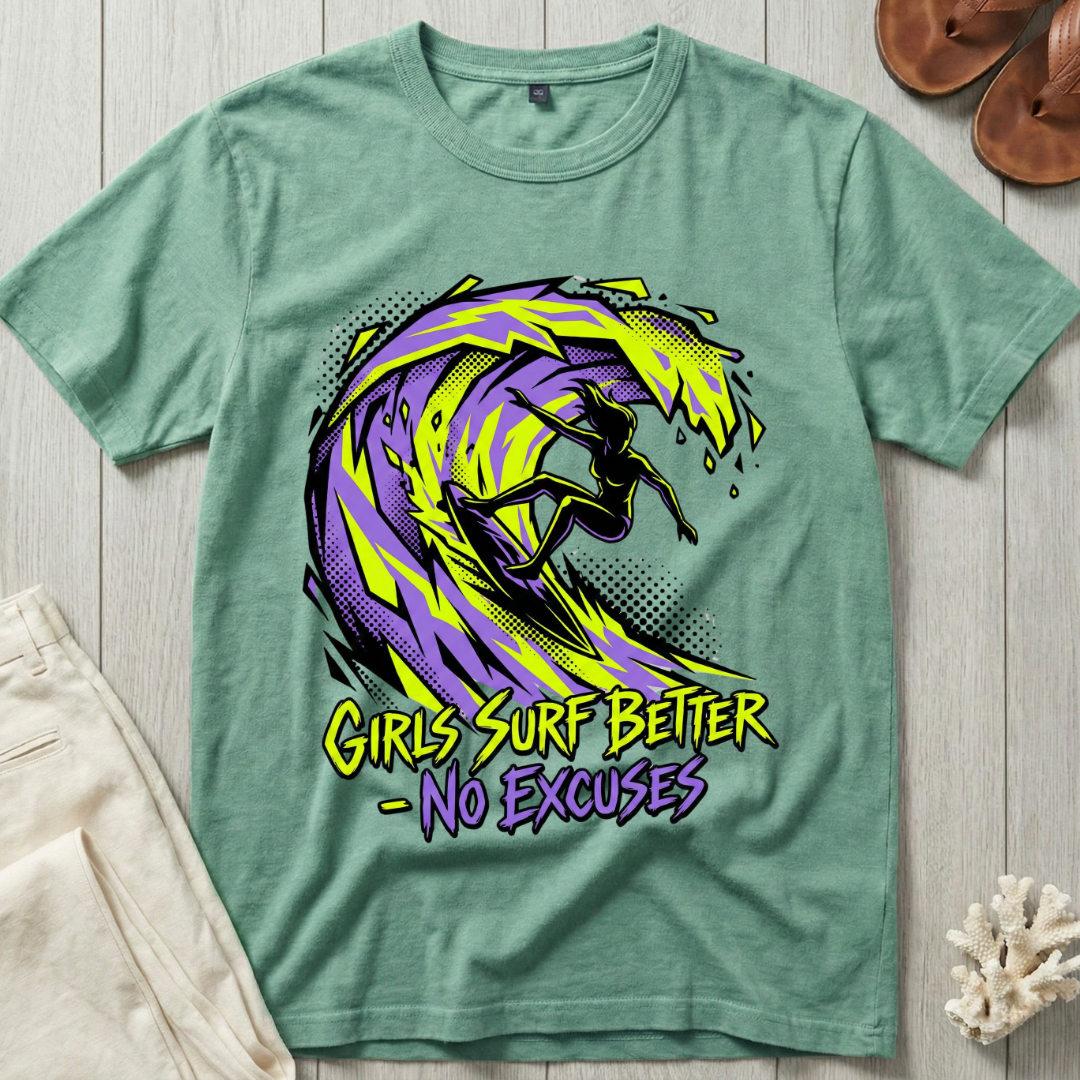 Girls Surf Better · No Excuses T-Shirt
