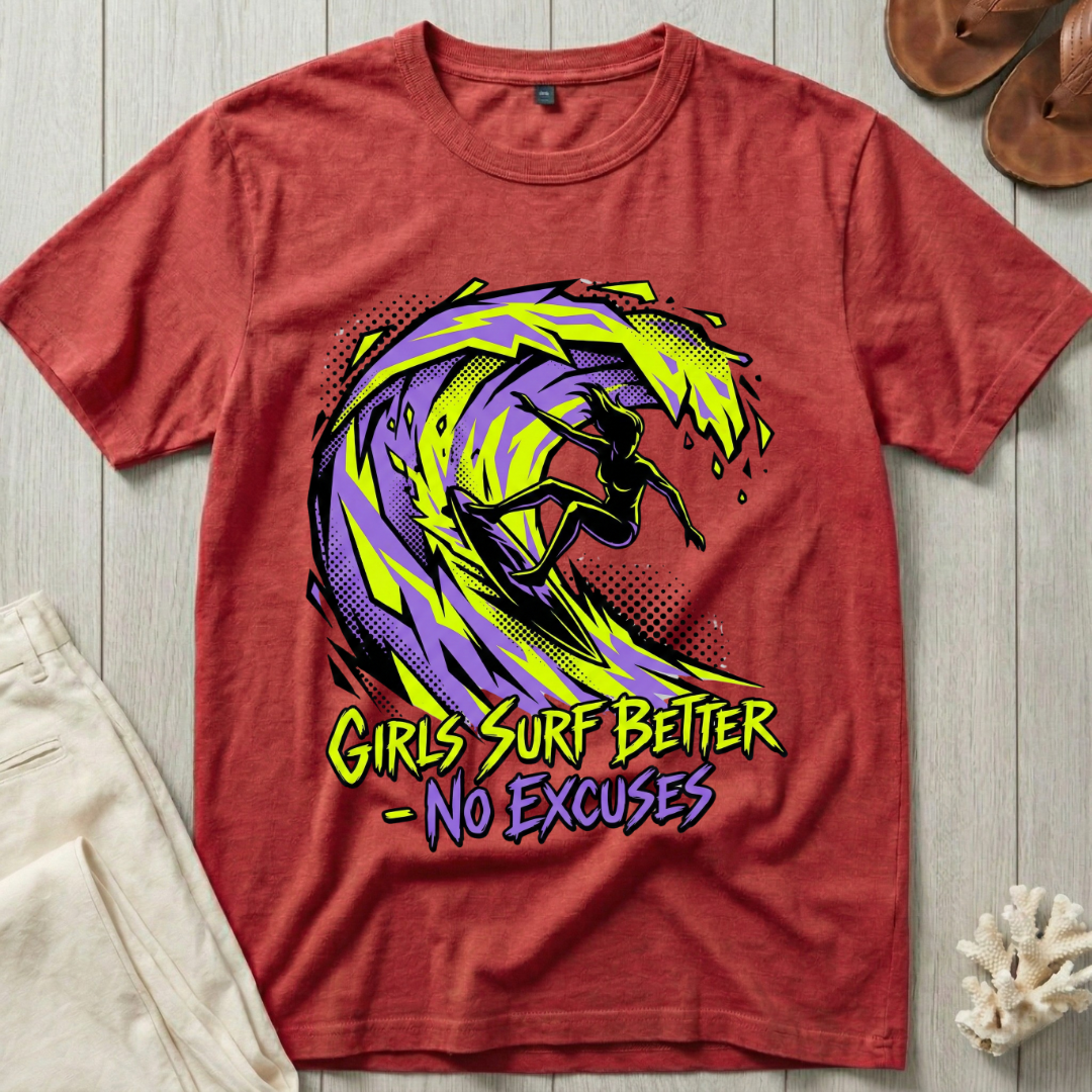Girls Surf Better · No Excuses T-Shirt