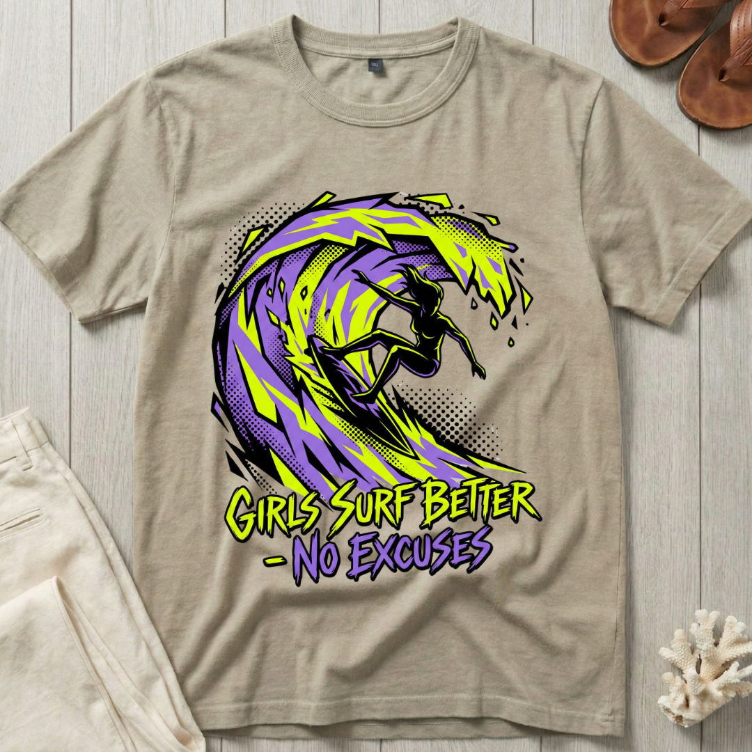Girls Surf Better · No Excuses T-Shirt