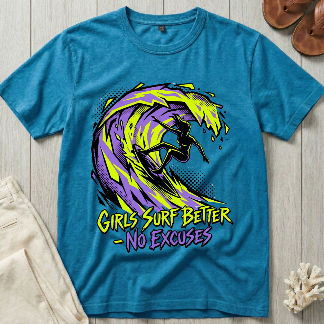Girls Surf Better · No Excuses T-Shirt