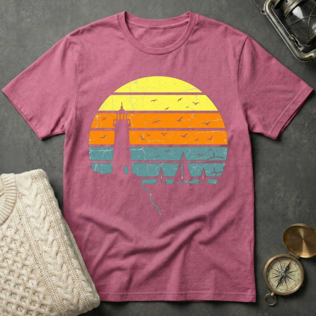 Lighthouse · Regatta - Distressed Retro Sunset T-Shirt